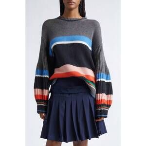 NEW STINE GOYA crewneck chunky sleeve sweater in chunky stripes